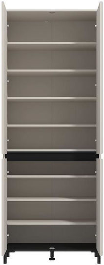 Flannan 2k4v 2og Wooden Shoe Organizer Black 80x40x205cm