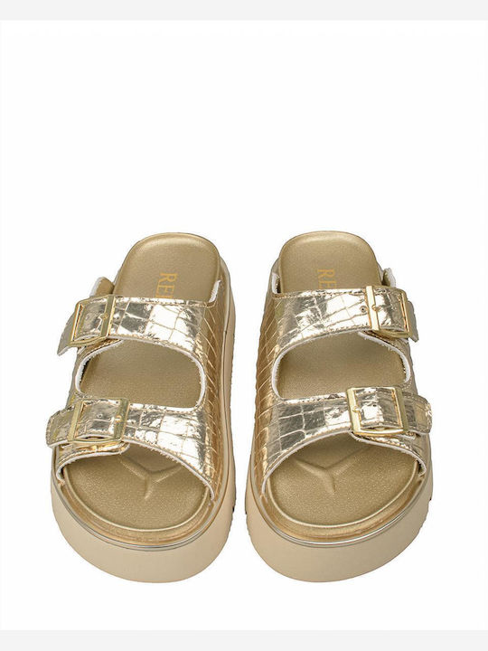 Muddy Women's Flat Sandals in Gold Color