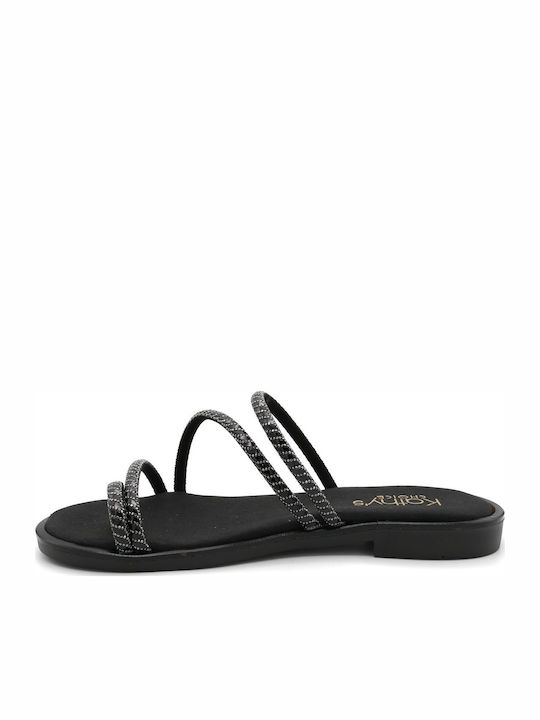 Women's Flat Sandals in Black Color