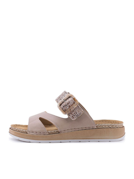 Women's Flat Sandals in Beige Color