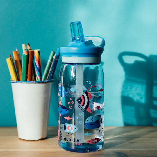 Quokka Sea Life Plastic Kids Water Bottle with Straw 580ml