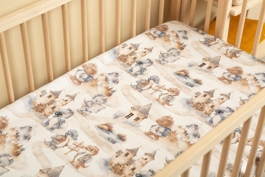 Sensillo Baby Sheet Crib Cotton Fitted Beige 60x120cm
