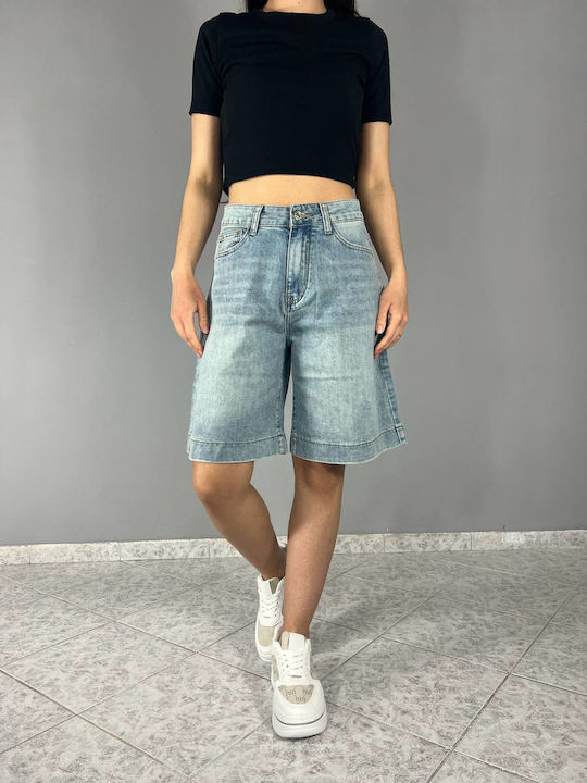 Damen Bermuda Jean Blau