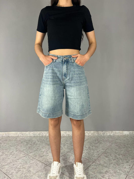 Damen Bermuda Jean Blau