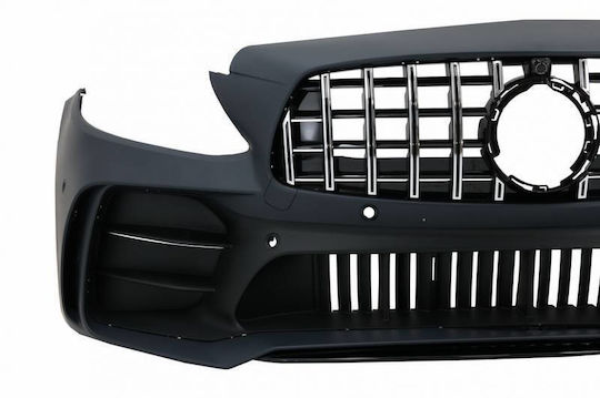 Front Bumper Mercedes-Benz C-Class C205/W205 14-21 GTR Look Black Mamba Black Chrome Grille