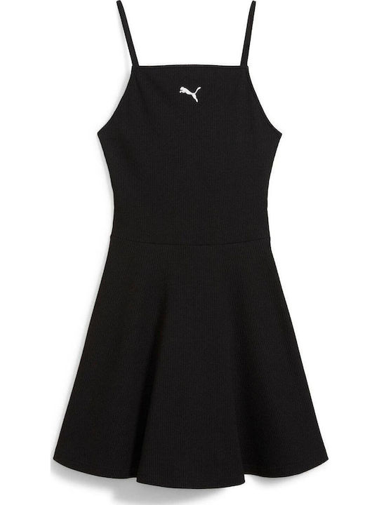 Καλοκαιρινό Mini Αθλητικό Φόρεμα με Τιράντα Black