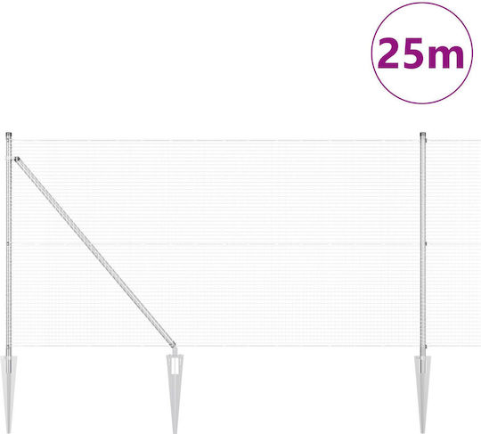 vidaXL Wire Fencing Galvanized Set Silver 1x25m