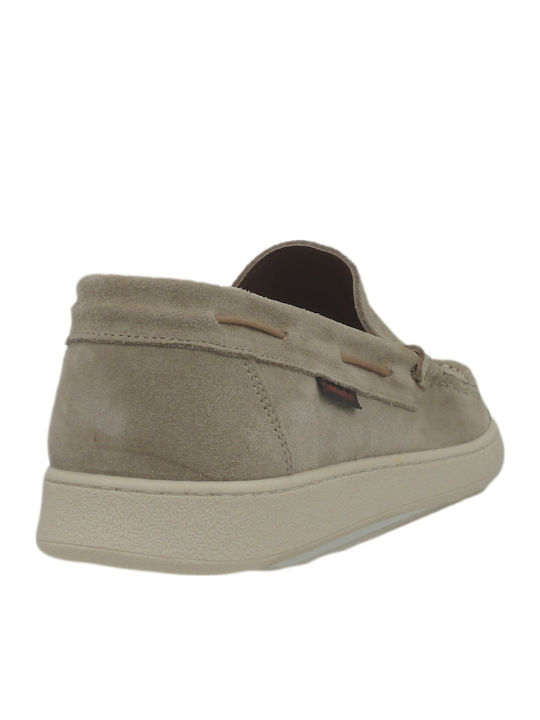 Suede Men's Loafers In Beige Colour