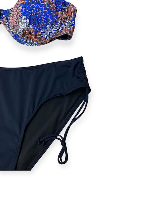 Set Bikini Cu Burete Detașabil Talie Înaltă Negru