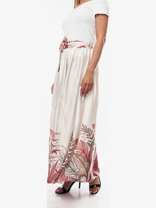 Hoch tailliert Maxi Rock Pink