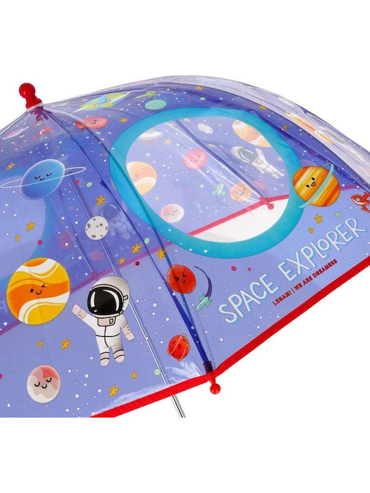 Legami Milano Kids Curved Handle Umbrella with Diameter 70cm Transparent