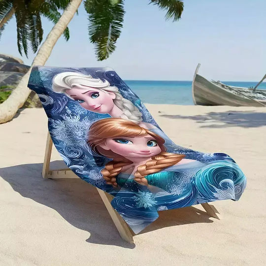 Frozen Elsa & Anna Dark Blue Beach Towel
