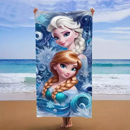 Frozen Elsa & Anna Dark Blue Beach Towel