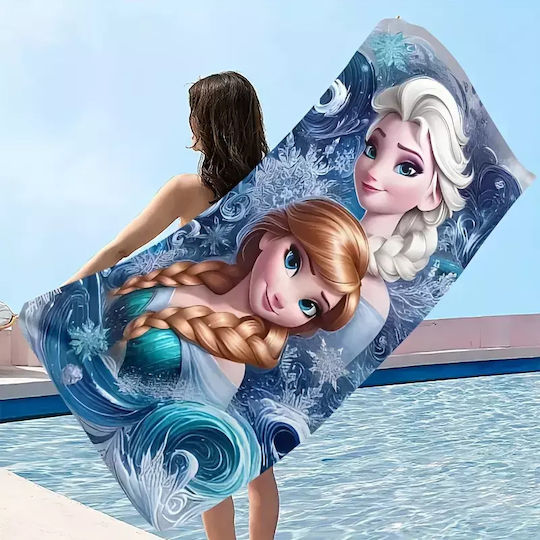 Frozen Elsa & Anna Dark Blue Beach Towel