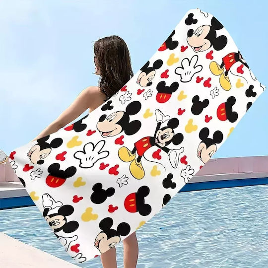 Prosop de plajă alb cu Mickey