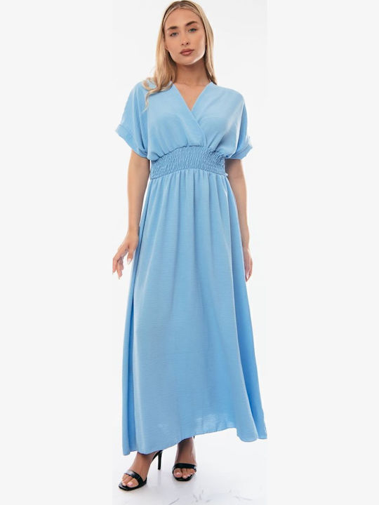 Summer Maxi Wrap Dress Light Blue