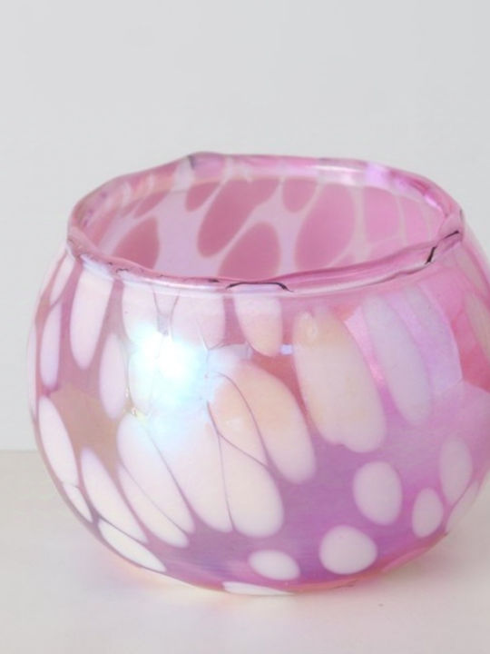 Boltze Set of Candle Holders Glass suitable for Tealights in Pink Color 2pcs