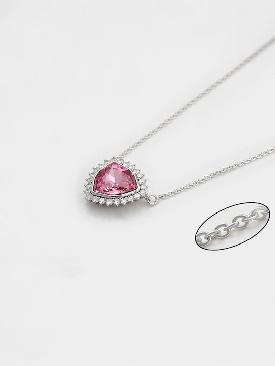 Chrysothemiss Damen Halskette Rosa Schild Rosa Stein & Zirkon Platin Beschichtung