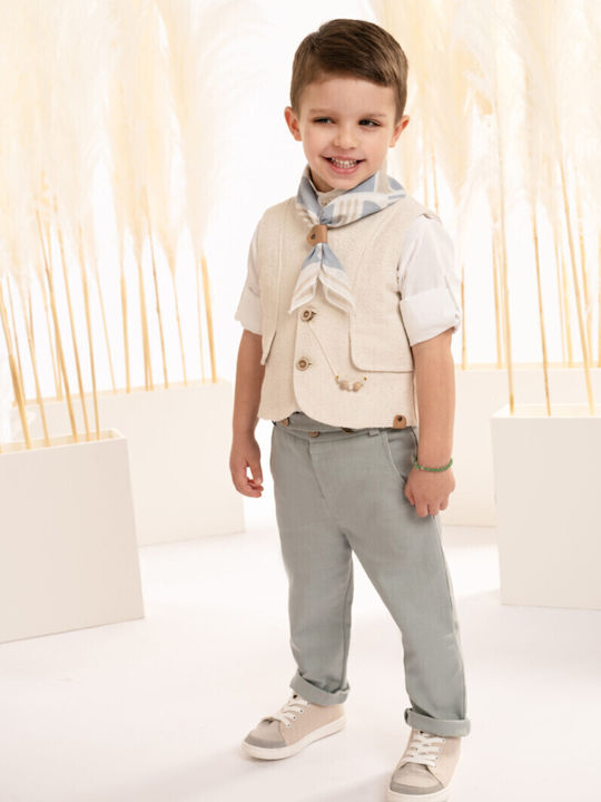 Кръщелно костюмче за момче в ментово-слонова кост 125.40.8570 Baby Bloom Bbm-125-40-8570