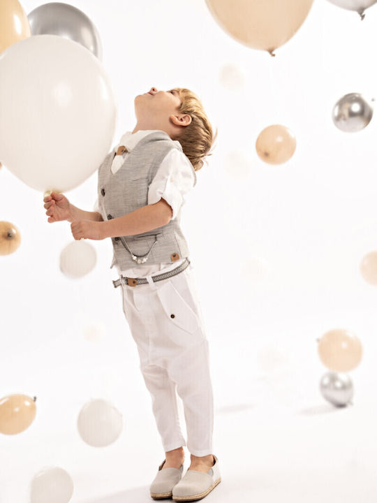 Baptism Suit for Boy White-Grey 125.28.8570 Baby Bloom Bbm-125-28-8570