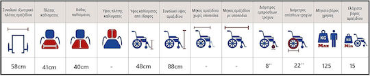 Medical Brace Αναπηρικό Αμαξίδιο Απλού Τύπου 46cm
