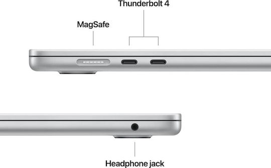 Apple MacBook Air 15.3" IPS Panel Retina Display (M4-10-ядрен/16GB/512GB SSD/10-Core GPU) с Apple зарядно устройство 35W Двоен Порт Сребрист Английски (САЩ) клавиатура