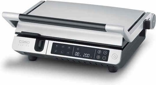 Caso SteakMaster Pro Настолна Електрическа Скара с Гладка и Релефна Плоча 2000W Неръждаема с Капак и Регулируем Термостат 42.5x35см