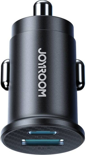 Joyroom JR-CCN16 Mini Φορτιστής Αυτοκινήτου 15W 3A με Θύρες: 1xUSB 1xType-C Μαύρο Χρώμα