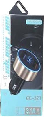Treqa CS-321 Auto-Ladegerät 3.1A Schnellladung mit Anschlüssen: 2xUSB Silber Farbe