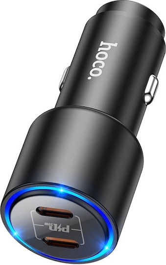 Hoco Nz3 Φορτιστής Αυτοκινήτου 20W Γρήγορης Φόρτισης με Θύρες: 2xType-C Μαύρο Χρώμα