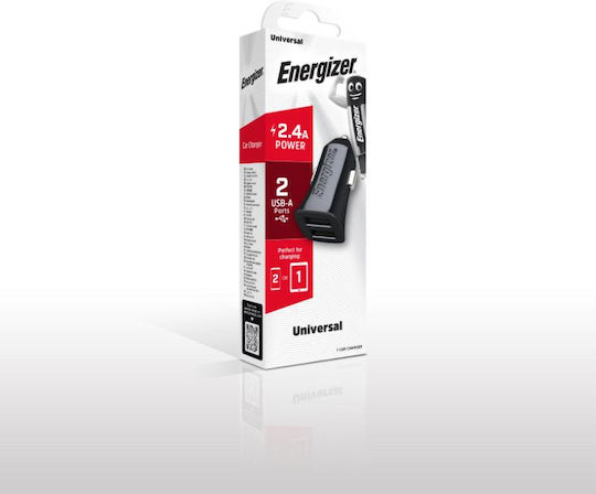 Energizer Auto-Ladegerät 12W 2.4A mit einem Anschluss: 1xUSB Schwarz Farbe
