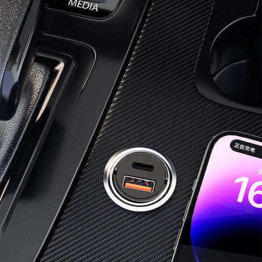 Dudao Dudao Handy-Autoladegerät 48W 3A mit Anschlüssen: 1xUSB 1xType-C Schwarz Farbe