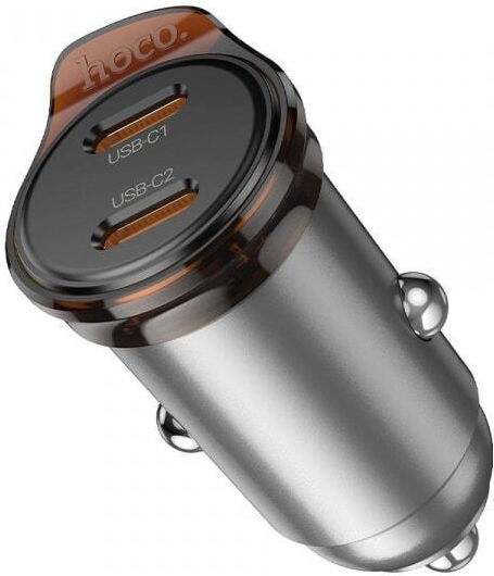 Hoco Auto-Ladegerät 45W 3A Schnellladung mit Anschlüssen: 2xType-C Gray Farbe