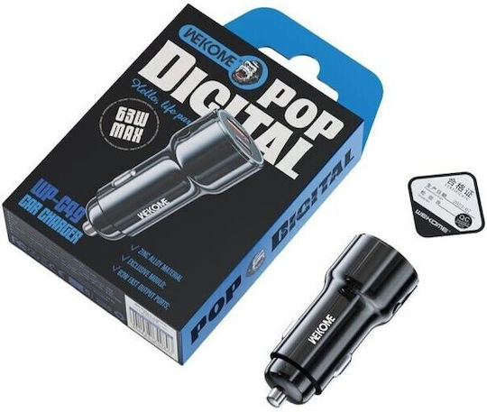Wekome Wp-c49 Pop Digital Serie USB USB-C Typ-C 63W Schnellladegerät für Autos Mama