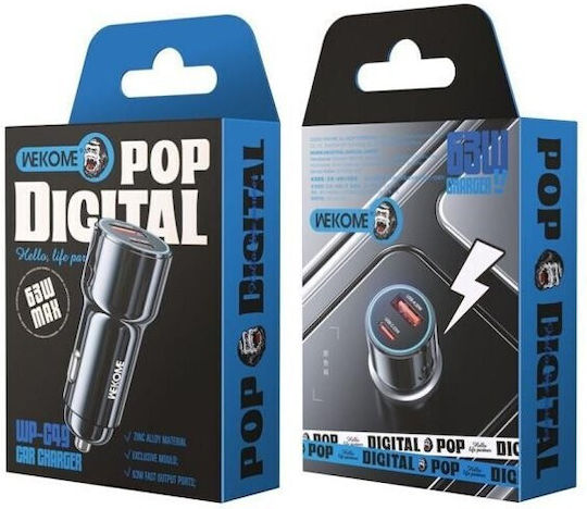 Wekome Wp-c49 Pop Digital Serie USB USB-C Typ-C 63W Schnellladegerät für Autos Mama