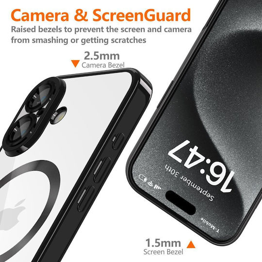 Tech-Protect Magflex Silicone Back Cover Transparent / Black iPhone 17e / 16e