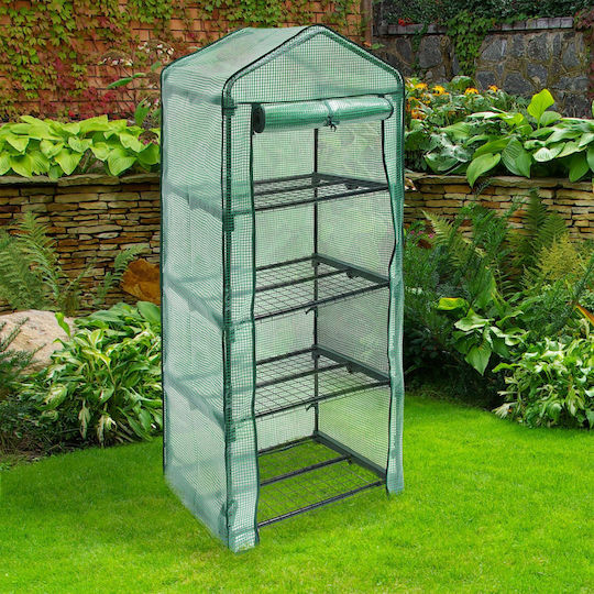 Raft cu 4 Etajere Dimensiuni 70 X 50 Cm X 158 Cm Pe Transparent Verde Relaxdays