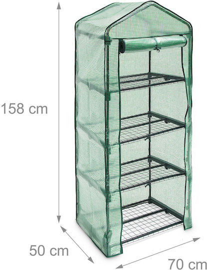 Raft cu 4 Etajere Dimensiuni 70 X 50 Cm X 158 Cm Pe Transparent Verde Relaxdays