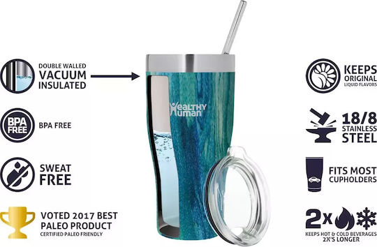 Healthy Human Ποτήρι Θερμός Ανοξείδωτο 354ml Bora Bora με Καλαμάκι