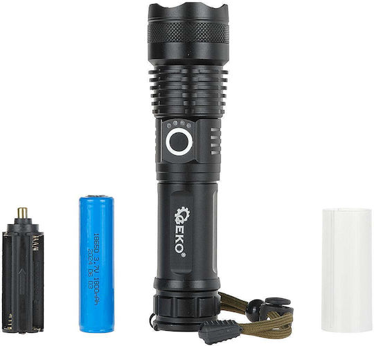 Xhp50 Tactical LED Flashlight 15W 1800mAh 1500lm IPX8 Geko G15122