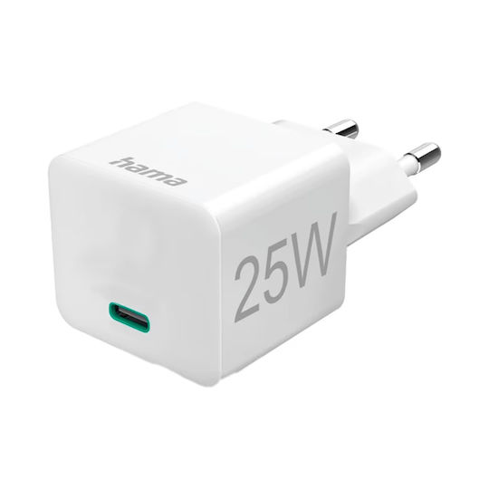 HAMA Încărcător cu Port USB-C și Cablu USB-C 25W Livrarea energiei Albς (00201624)