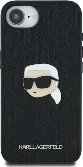 Karl Lagerfeld Monogram Rückseite Leder Kunststoff Silikon Schwarz für iPhone 17e / 16e