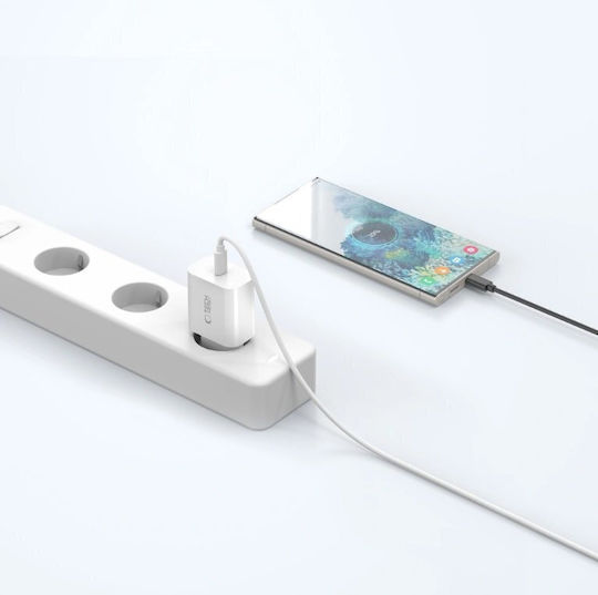 Tech-Protect Φορτιστής με Θύρα USB-C και Καλώδιο USB-C - USB-C 20W Power Delivery Λευκός (NC20W)