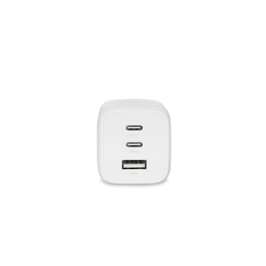 Dicota Charger Without Cable GaN with USB-A Port and 2 USB-C Ports 65W Whites (D32054)