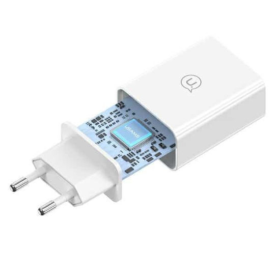 Usams Charger with USB-A Port and Cable USB-C 18W Quick Charge 3.0 Whites (SCXLTZ02)