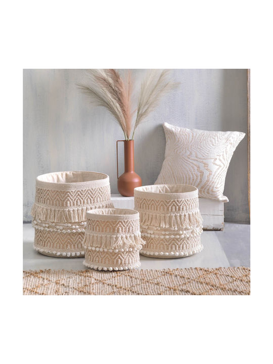 Rythmos Kente Decorative Basket Wicker with Handles Beige 30x30x30cm