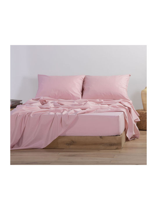Nef-Nef Homeware Sheet Super-Double with Elastic 160x200+30cm. Basic 1011 Pink