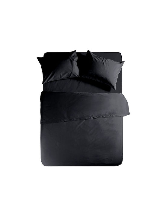 Nef-Nef Homeware Sheet for Single Bed with Elastic 100x200+30cm. Basic 1136-Black