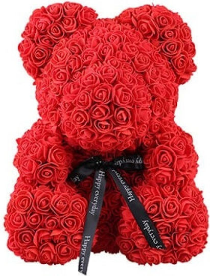 Ursuleț din Trandafiri Artificiali Roșu 25cm în cutie Aleiferopoulos Flowers