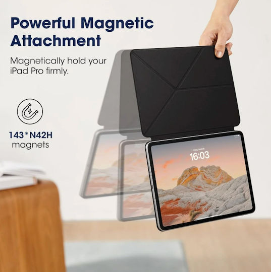 Husă Pitaka Folio 2 Compatibilă cu iPad Pro 12.9 Inch 2018 2020 2021 2022 iPad Air 13 Inch 2024 Negru